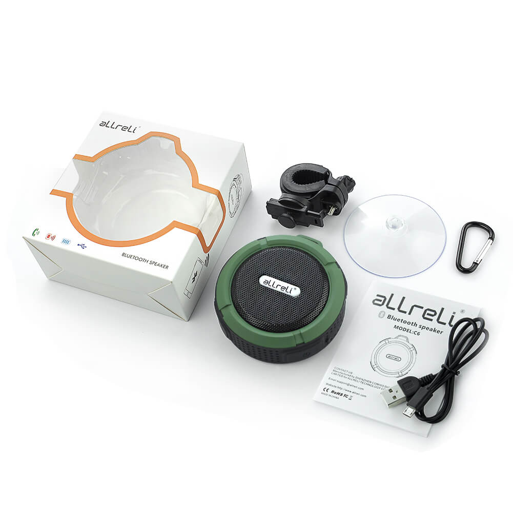 aLLreLi Bluetooth Speaker, C6 Outdoor Waterproof Speaker with Suction Function