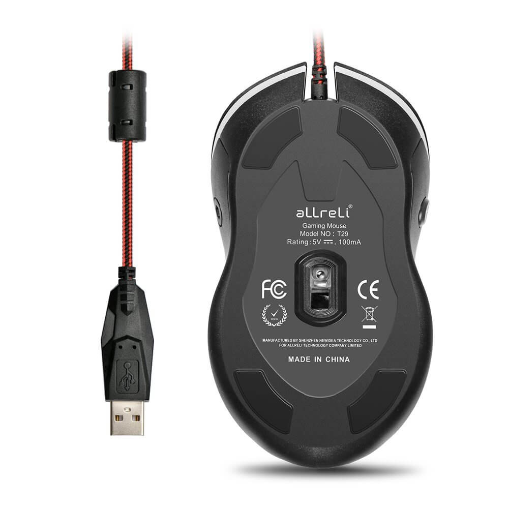 aLLreLi T29 USB Wired Gaming Mouse 2400DPI 7 Buttons, Weight Tuning Set, Fire Power Button